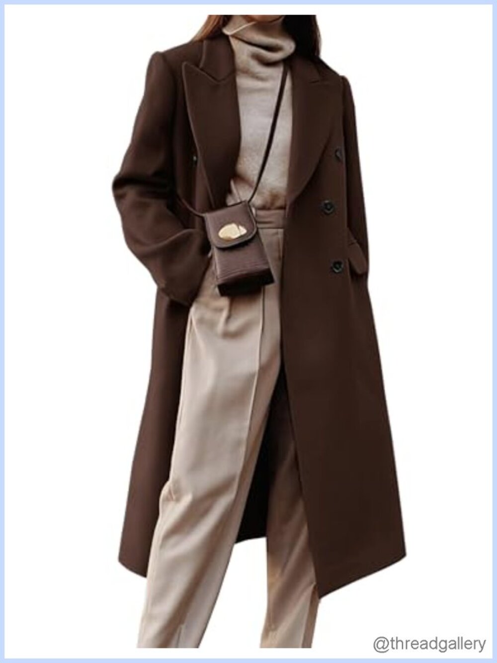 Womens Long Wool Blend Double Breasted Trench Pea Coat